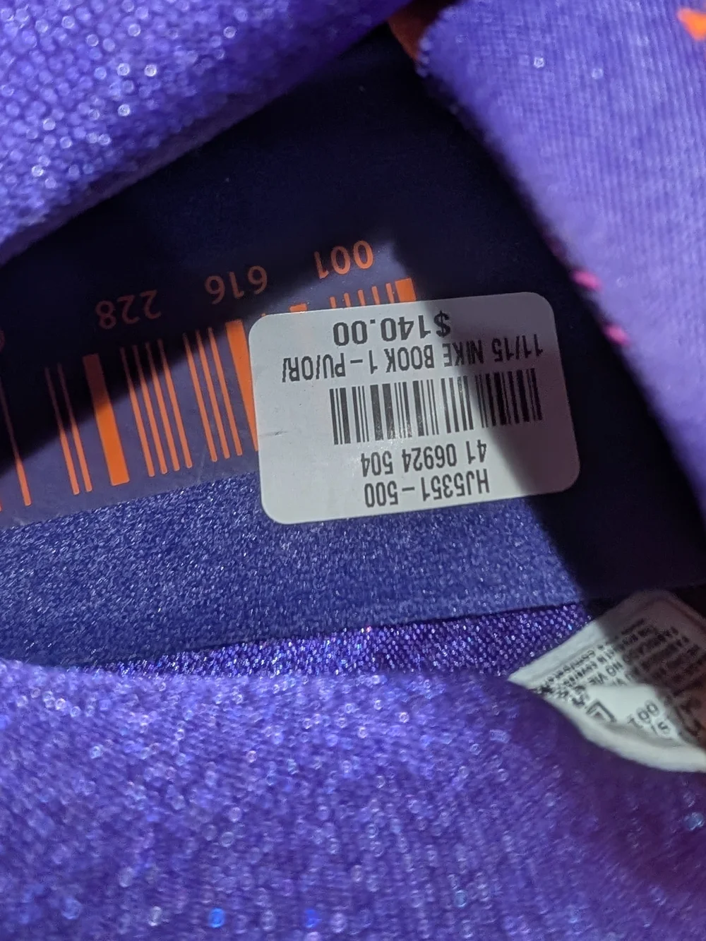 Nike Purple Low-Top Sneakers with Orange Accents